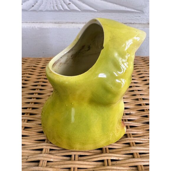 Vintage 50's Yellow Ceramic Cat Kitten Planter Pot Vase Kitsch Retro - Picture 10 of 14